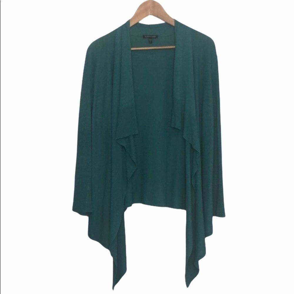 Eileen Fisher Teal Open Front Cardigan Sweater